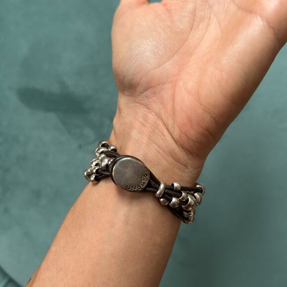 Bracelet in silver and leather - Picture 4 of 4